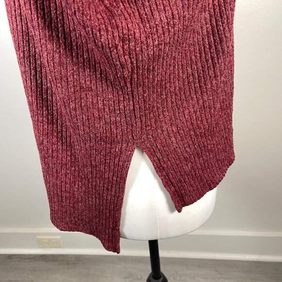 Forever 21 Burgundy Turtleneck Chunky Tight Knit 3/4 Sleeve Pullover Sweater S - Picture 9 of 12